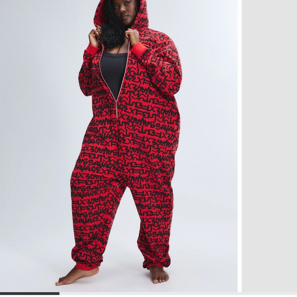 Savage X Fenty By RIHANNA HOODED ONESIE
Red Black Graphic Jumpsuit  Size 22-24 - Picture 5 of 13